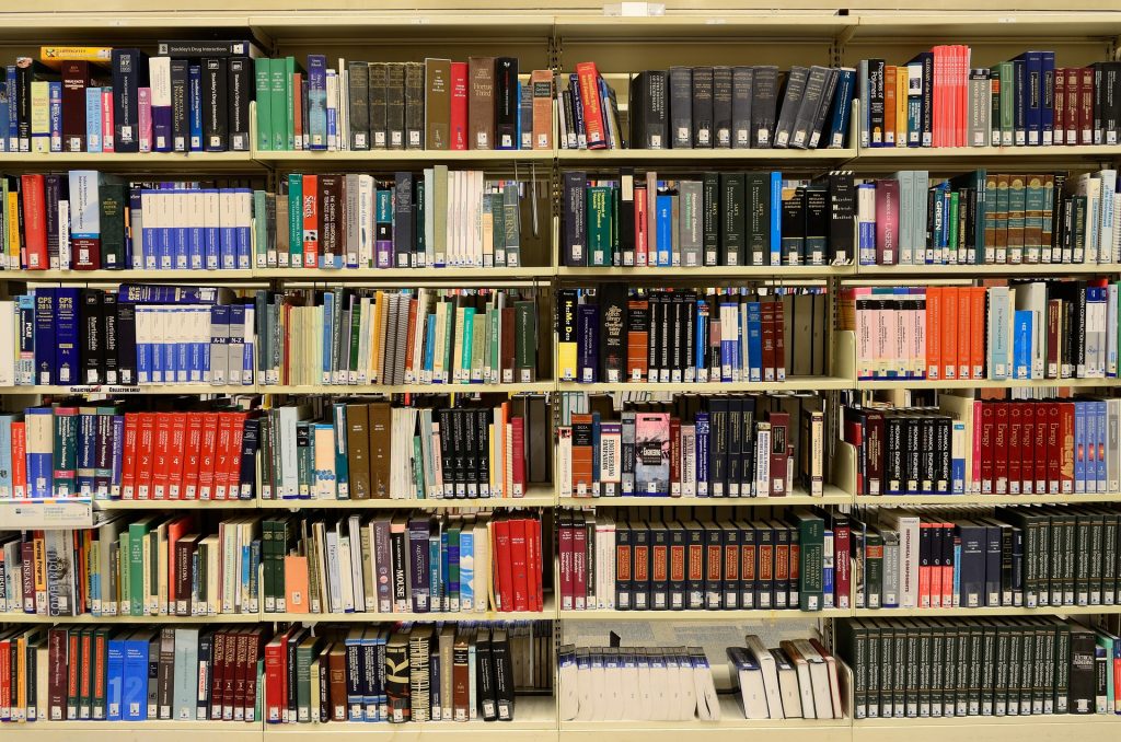 Bookshelf in library